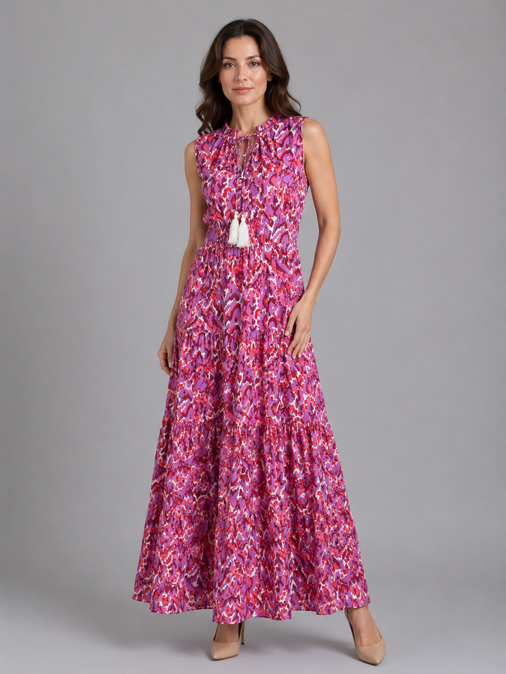 Women's Sleeveless Tiered Maxi Dress – Summer Holiday Style