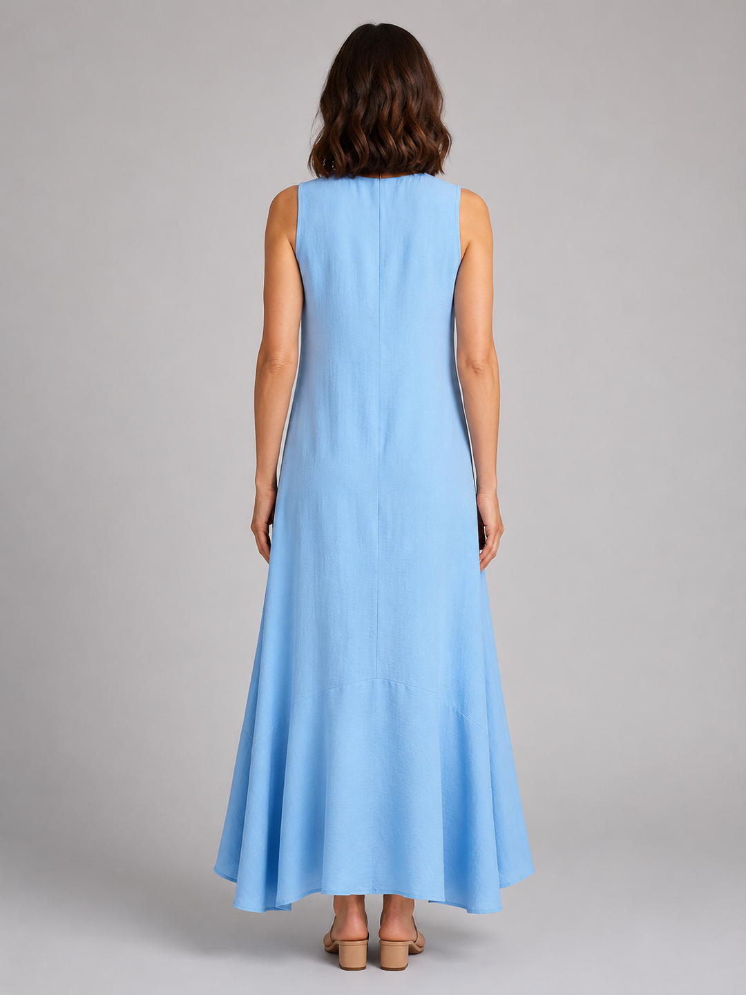 Women's Sleeveless V-Neck Maxi Dress – Flattering Flowy Fit