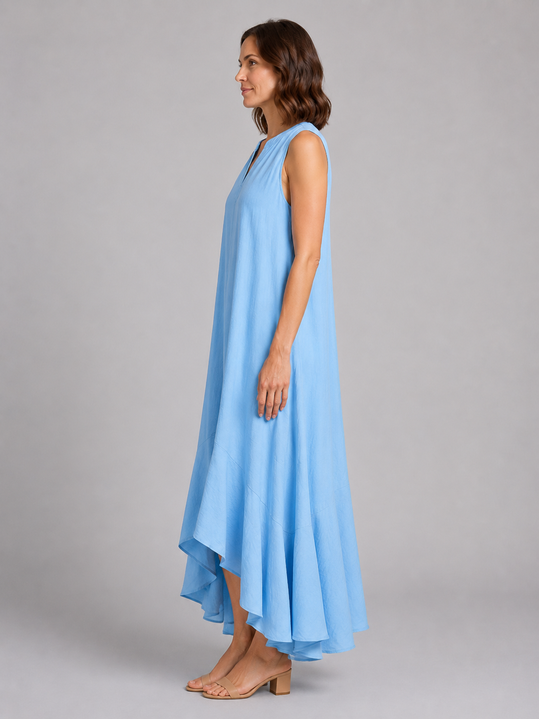 Women's Sleeveless V-Neck Maxi Dress – Flattering Flowy Fit