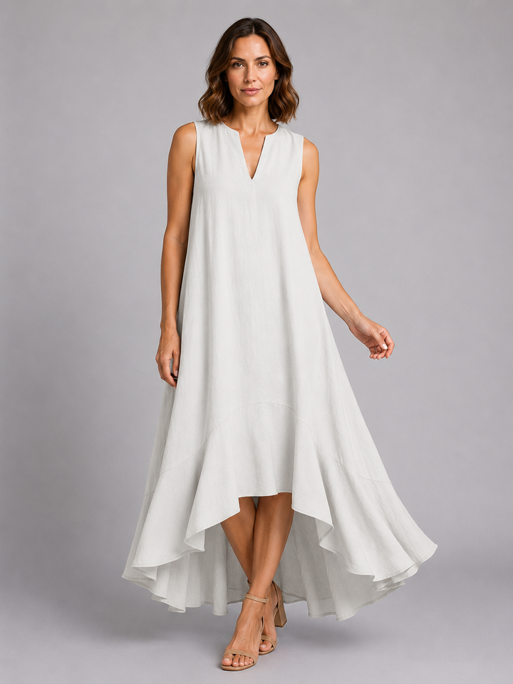 Women's Sleeveless V-Neck Maxi Dress – Flattering Flowy Fit