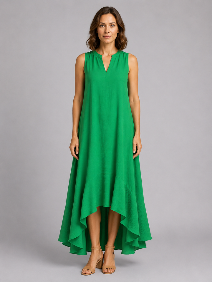 Women's Sleeveless V-Neck Maxi Dress – Flattering Flowy Fit