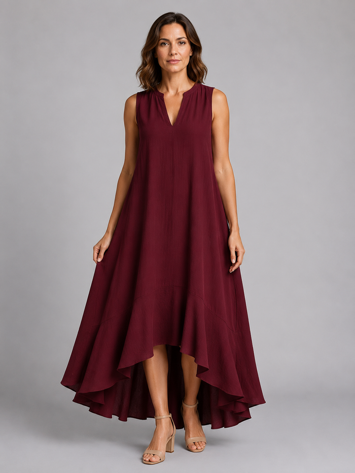Women's Sleeveless V-Neck Maxi Dress – Flattering Flowy Fit