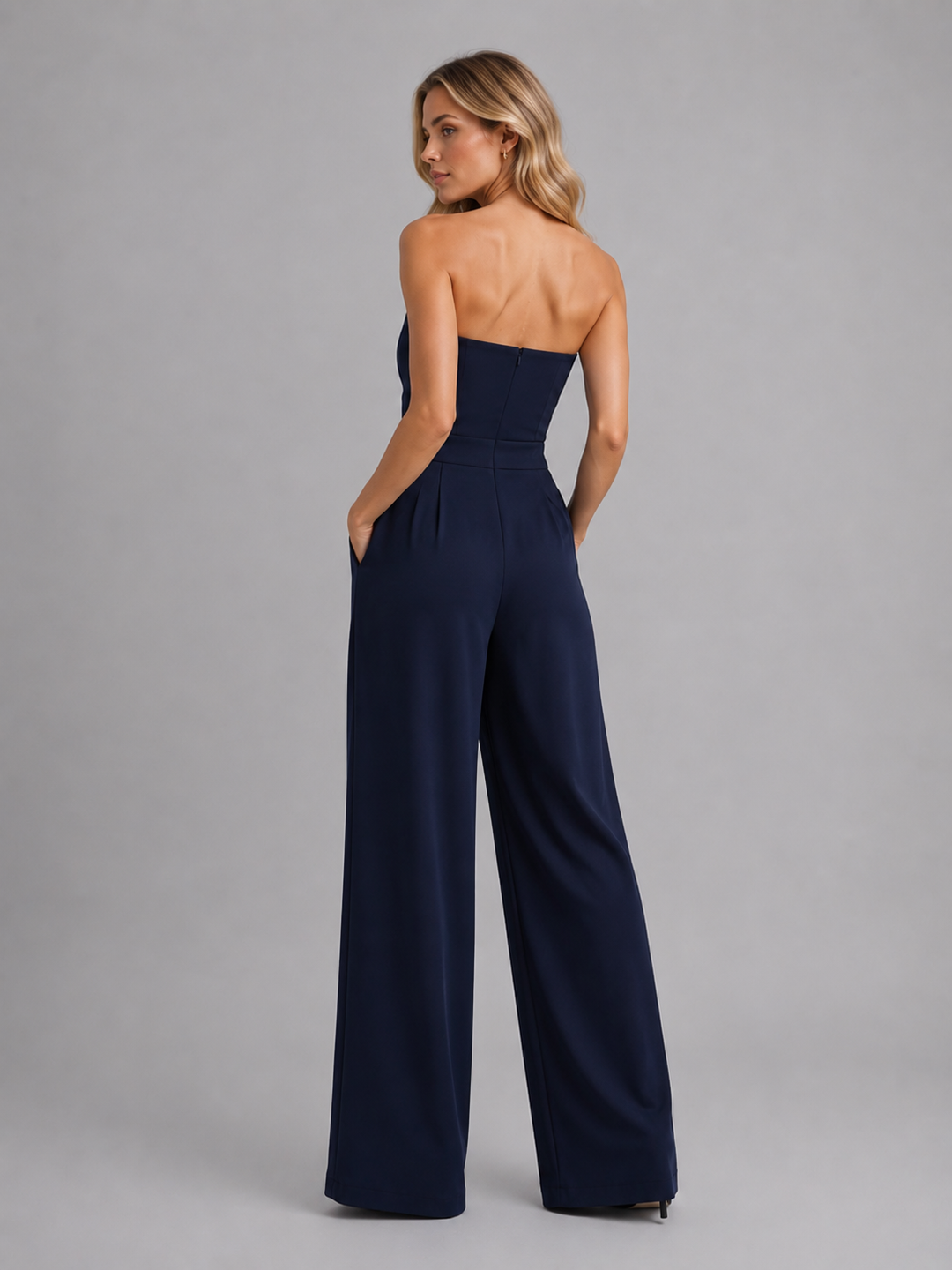 Women’s Strapless Wide Leg Jumpsuit – Elegant Structured Summer Style