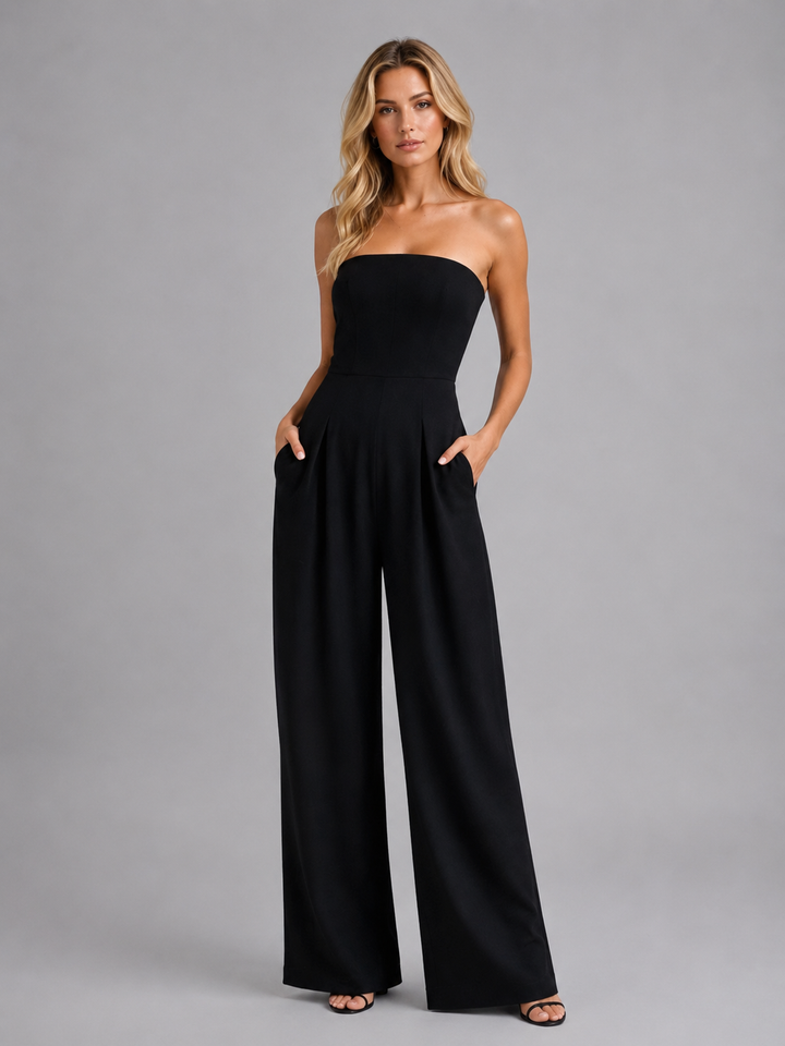 Women’s Strapless Wide Leg Jumpsuit – Elegant Structured Summer Style