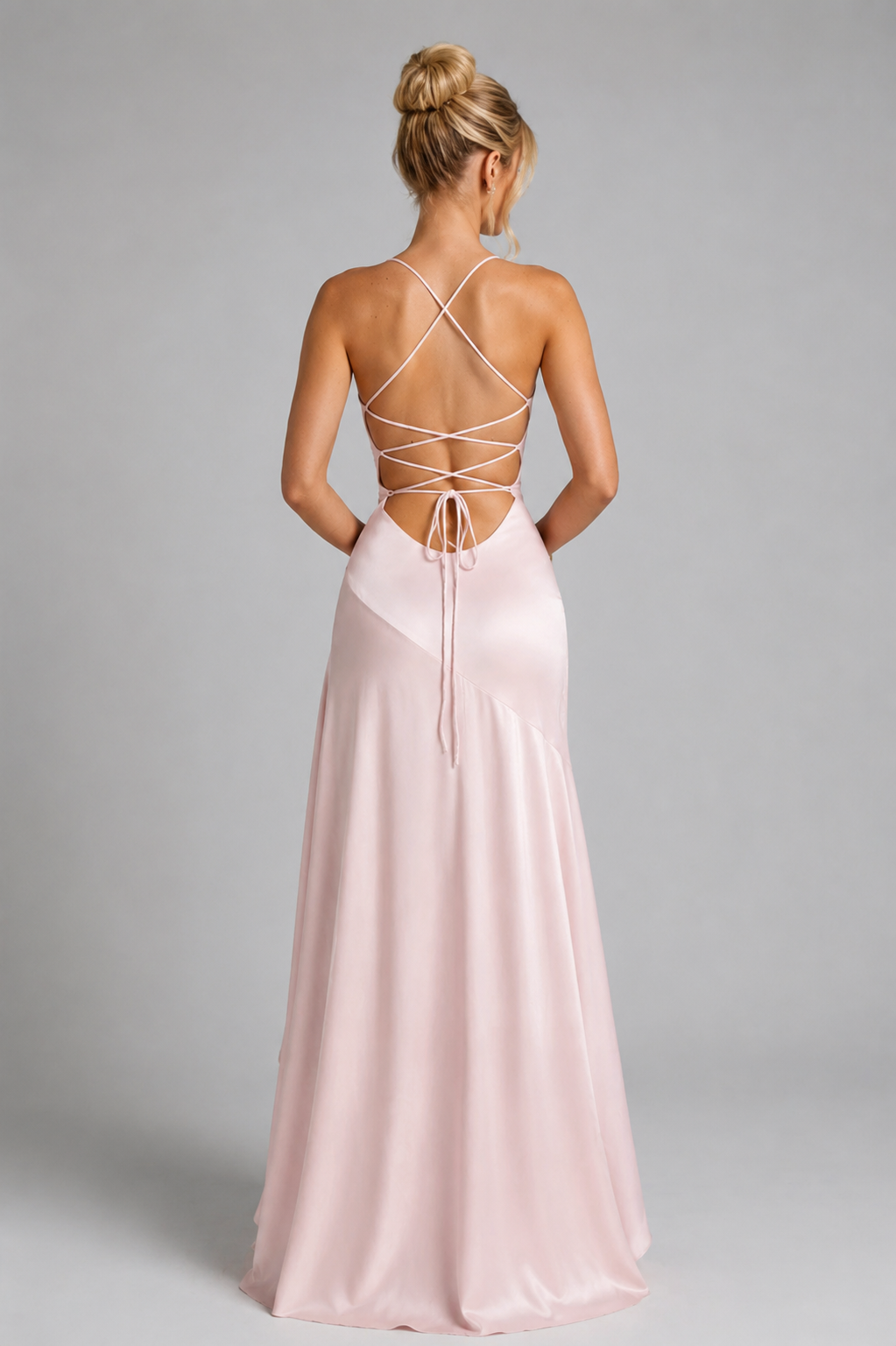 Women’s Strappy Maxi Dress with Thigh Split and Asymmetrical Hem – Elegant Evening Dress