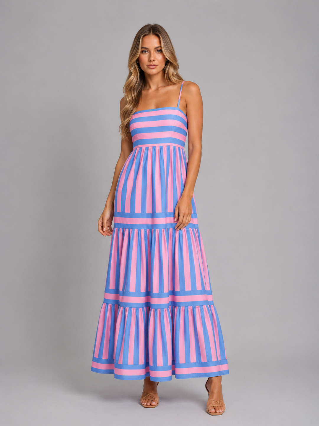 Women's Strappy Tiered Maxi Dress – Summer Holiday Style