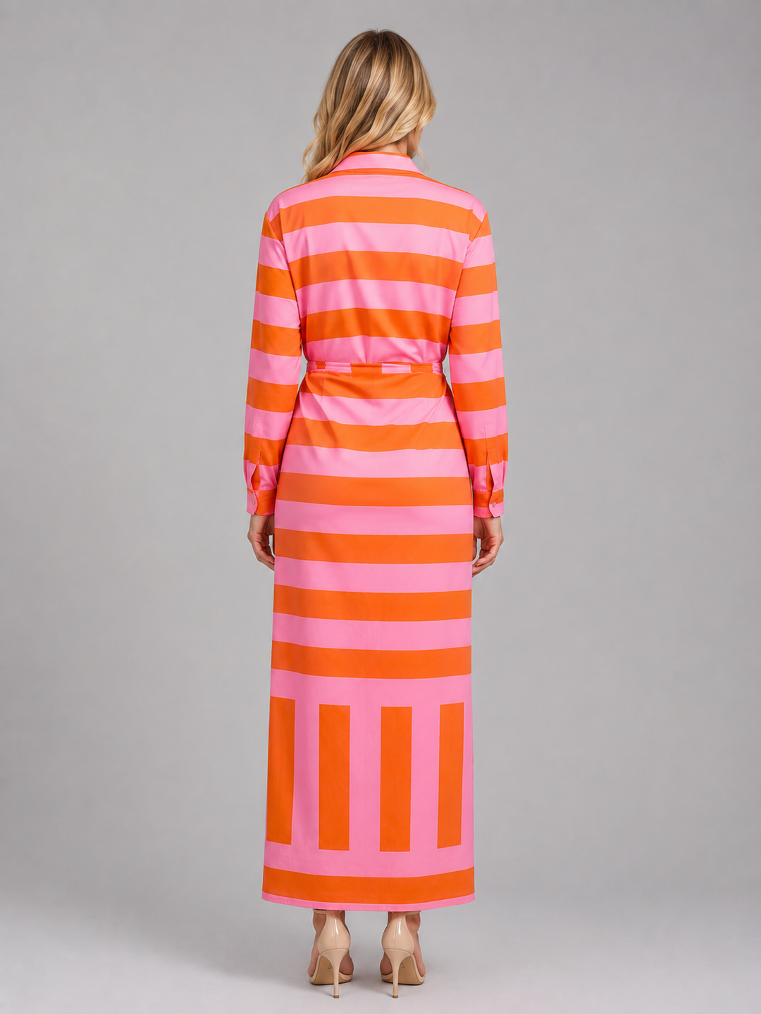 Women’s Striped Twist-Knot Midi Dress – Summer Shirt Dress