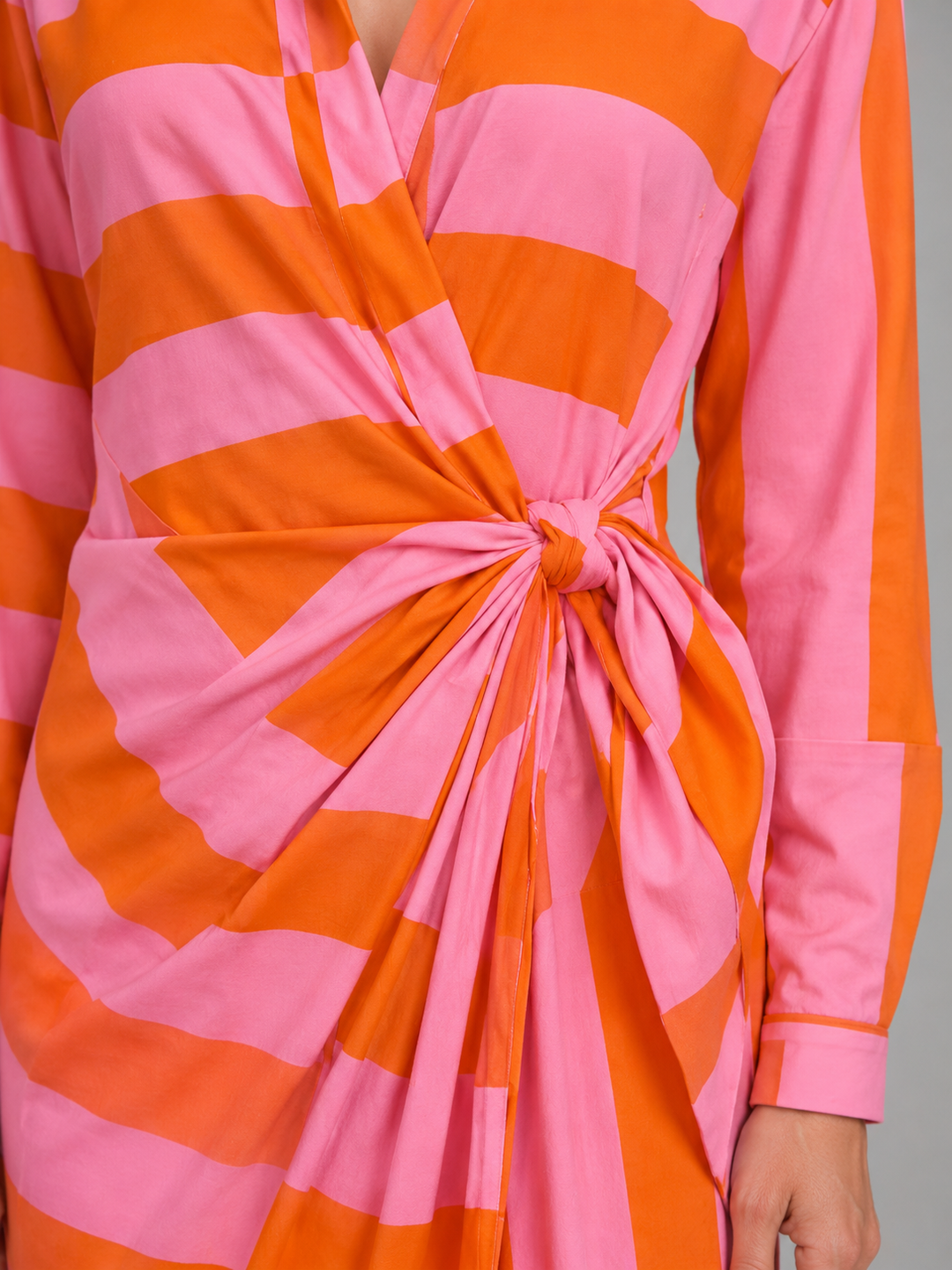 Women’s Striped Twist-Knot Midi Dress – Summer Shirt Dress