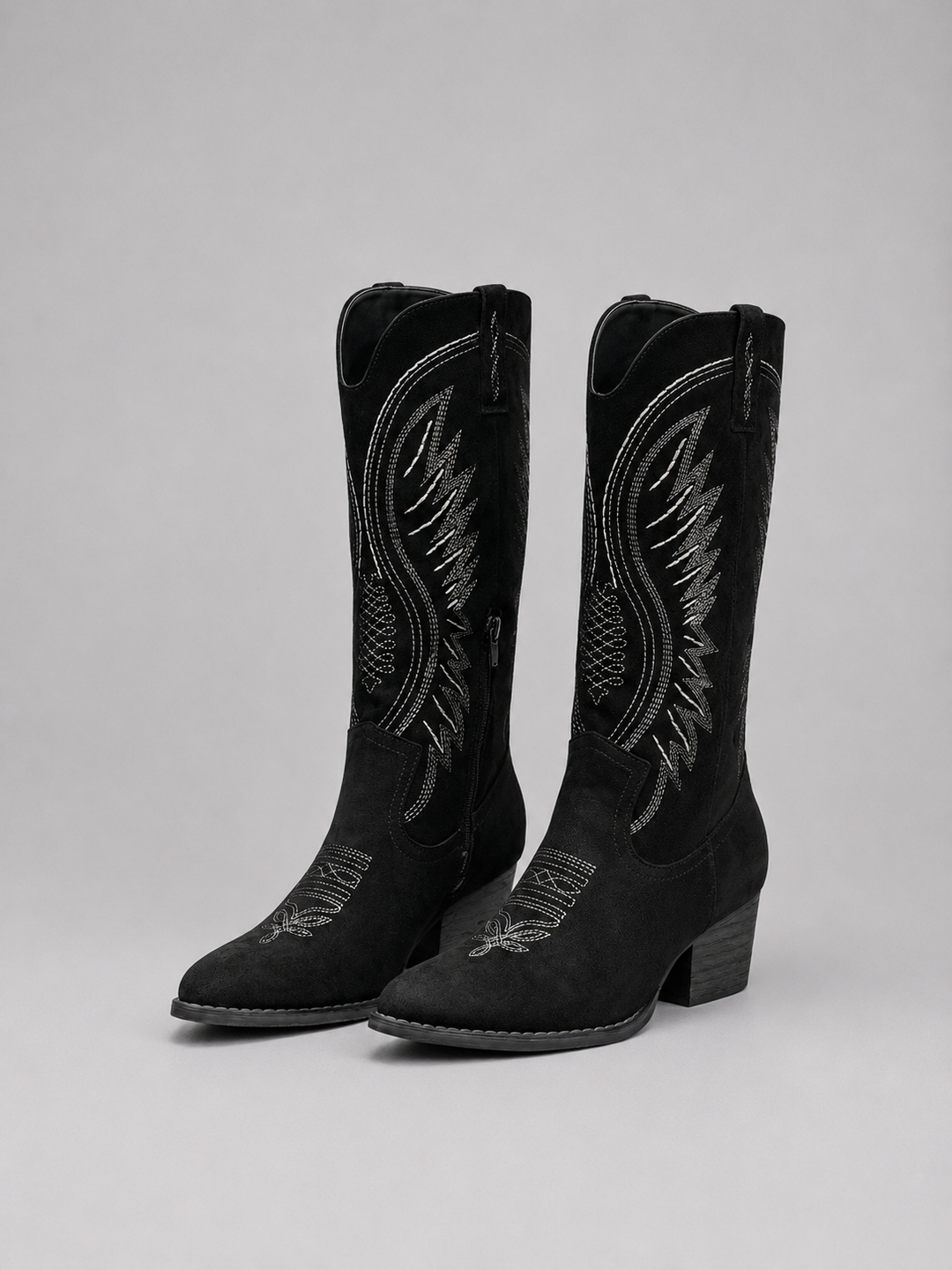Women’s Suede Cowboy Boots – Western Block Heel Style