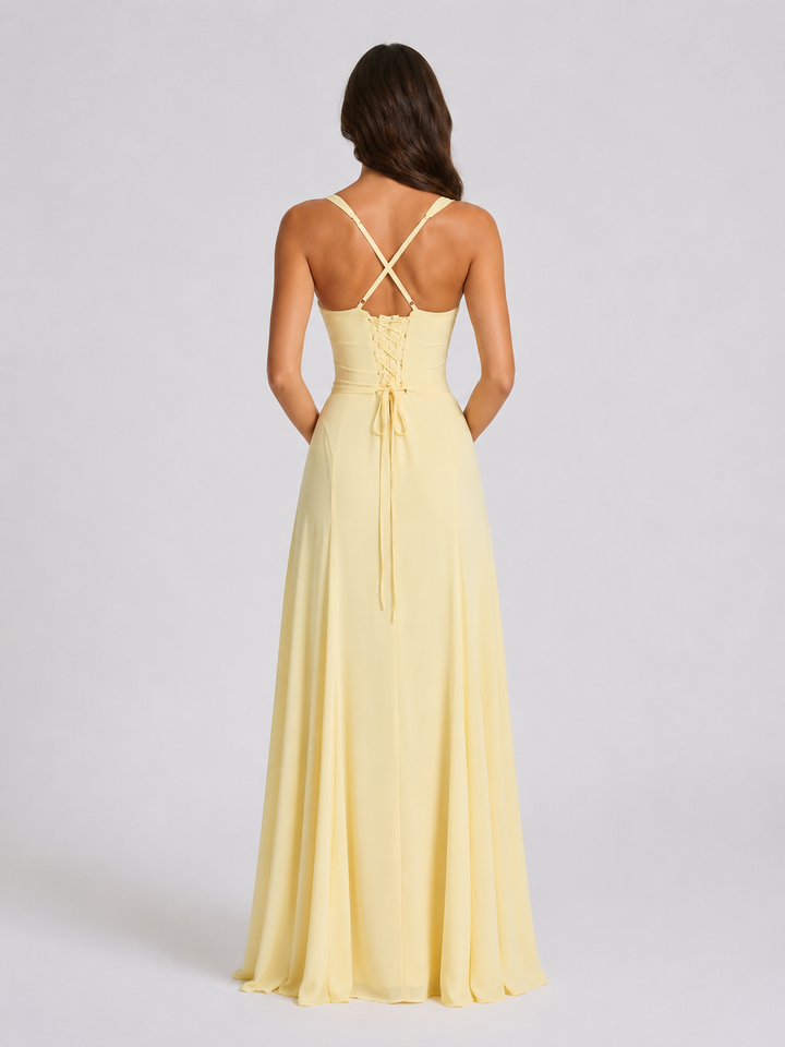 Women’s Sweetheart Neck Maxi Dress – Wedding Guest Gown