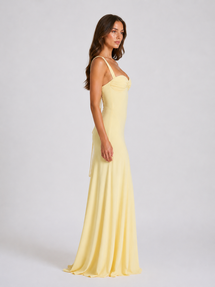 Women’s Sweetheart Neck Maxi Dress – Wedding Guest Gown
