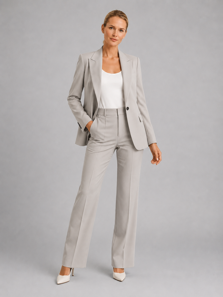 Women’s Tailored Blazer & High-Waist Trousers Set – Elegant Structured Suit