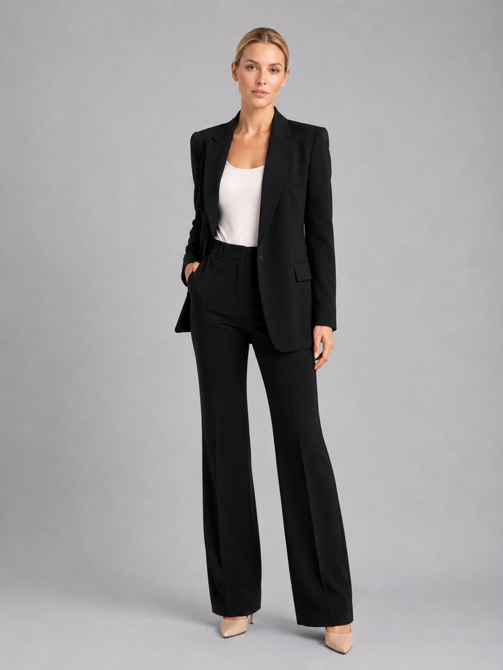 Women’s Tailored Blazer & High-Waist Trousers Set – Elegant Structured Suit