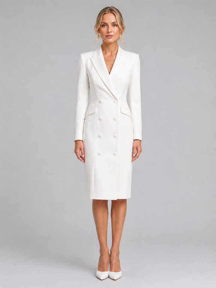 Women’s Tailored Blazer Midi Dress – Formal Occasion Style