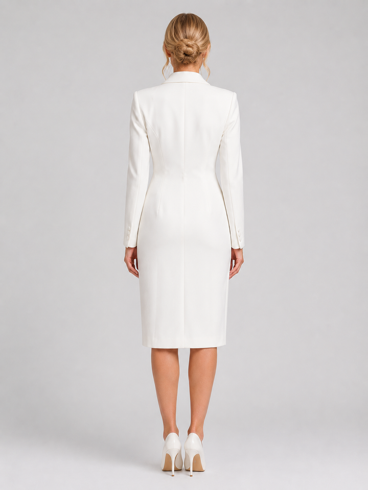 Women’s Tailored Blazer Midi Dress – Formal Occasion Style