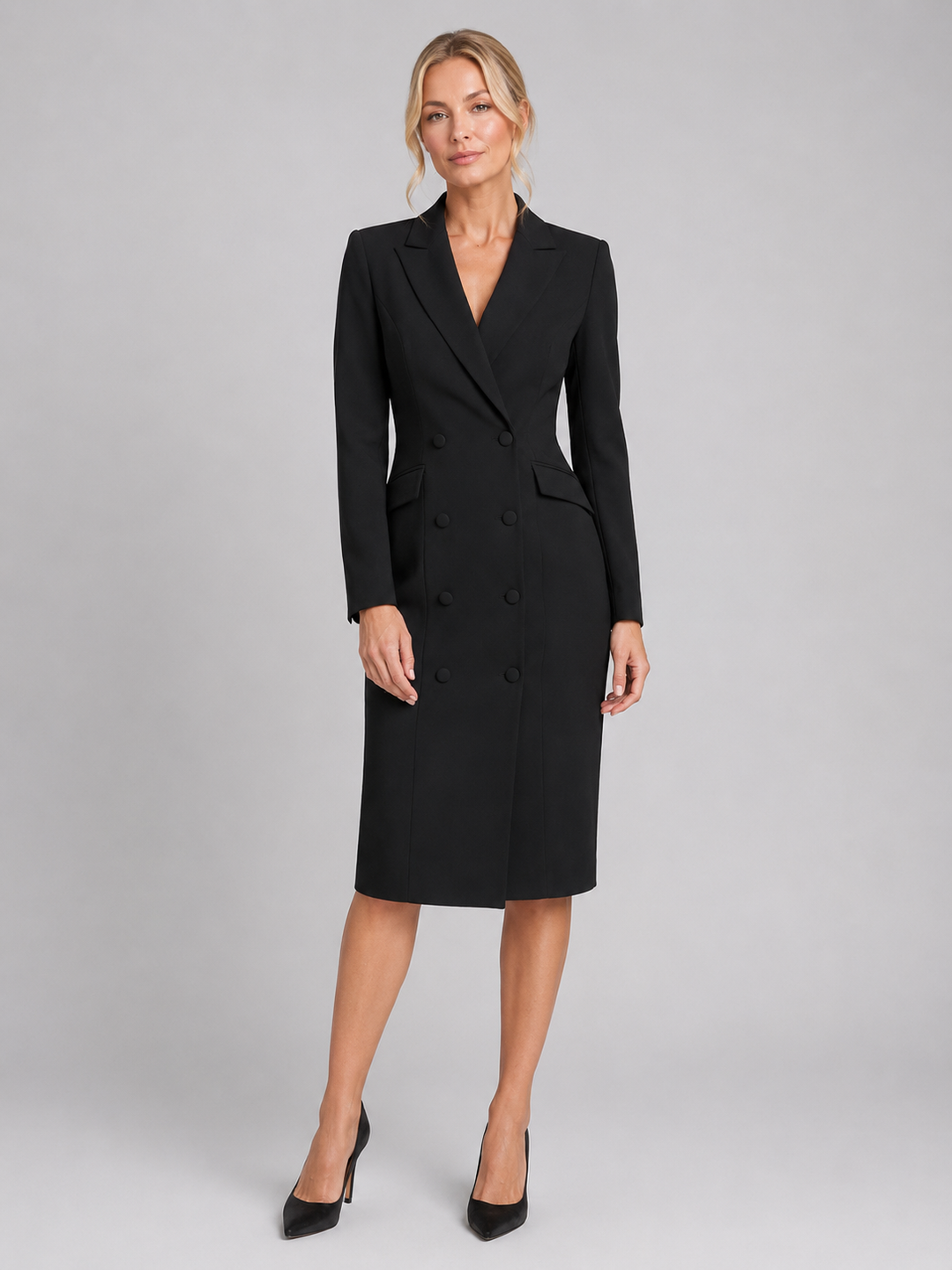 Women’s Tailored Blazer Midi Dress – Formal Occasion Style
