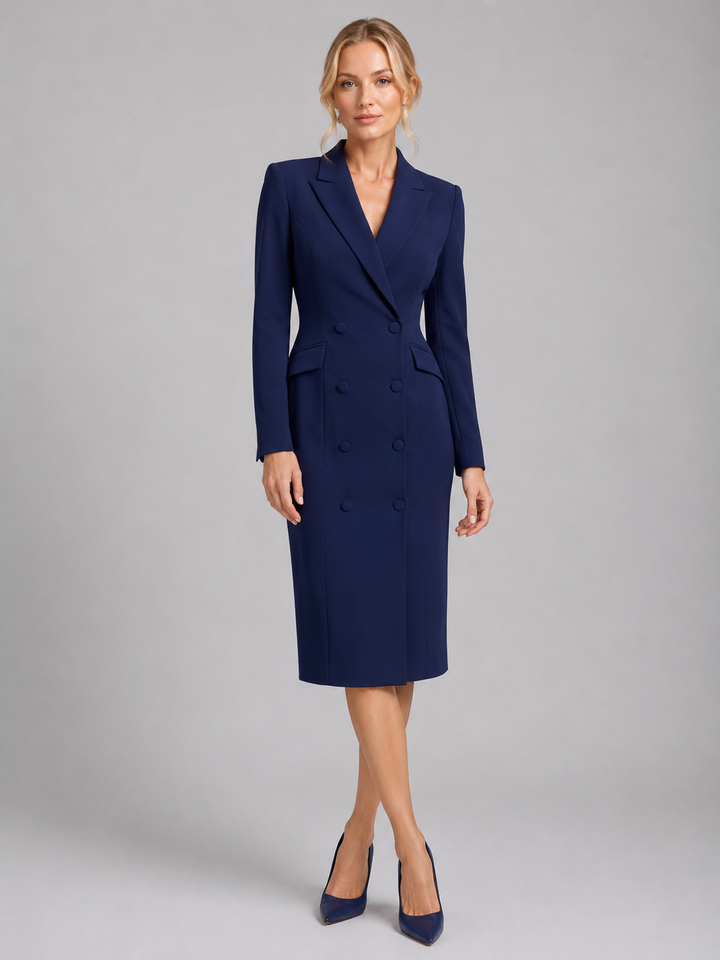 Women’s Tailored Blazer Midi Dress – Formal Occasion Style