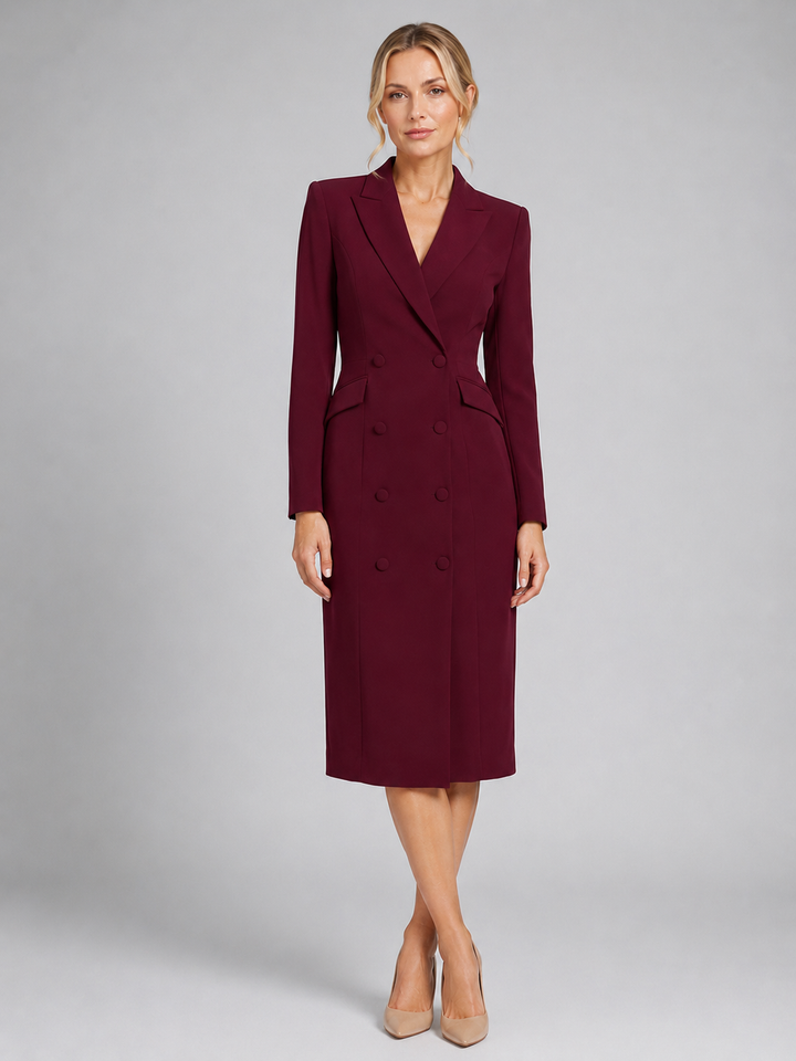 Women’s Tailored Blazer Midi Dress – Formal Occasion Style