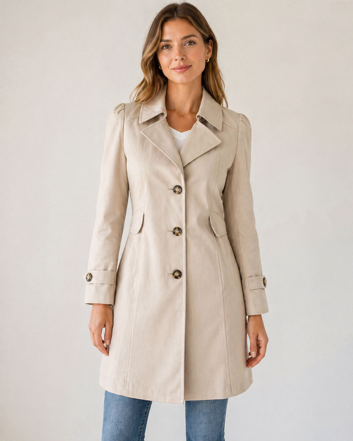 Women’s Tailored Trench Coat – Short Buttoned Fit