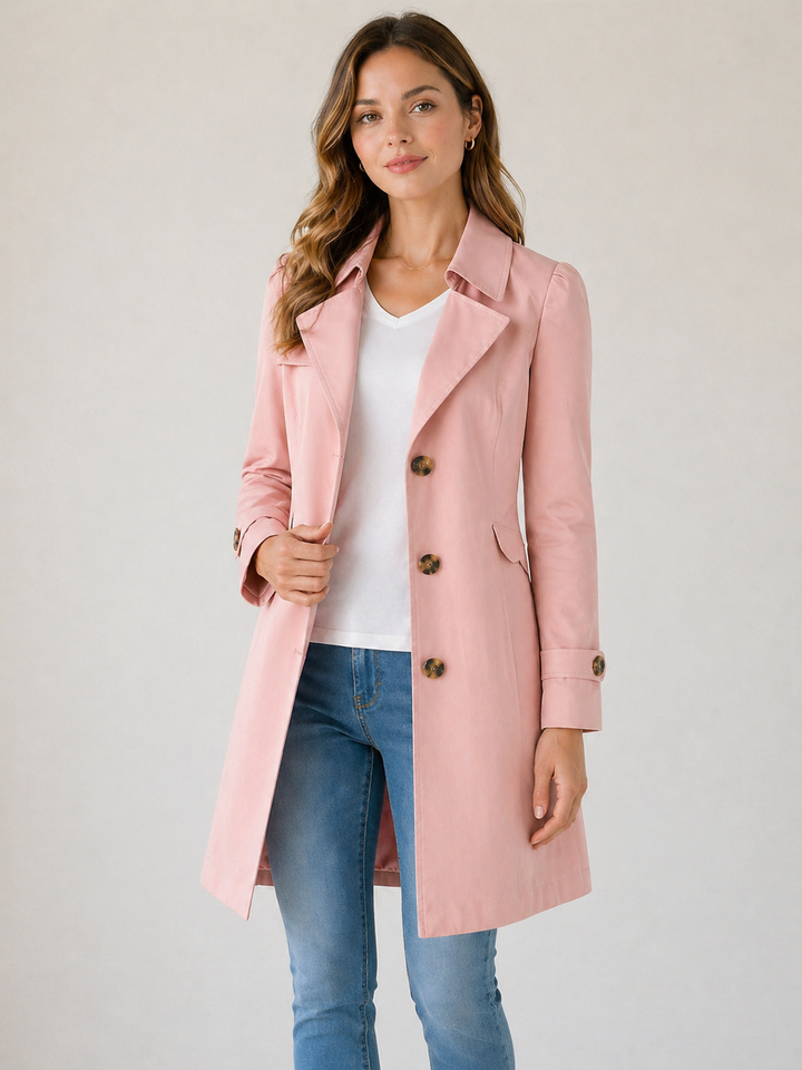 Women’s Tailored Trench Coat – Short Buttoned Fit