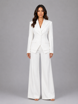 Women’s Tailored Two-Piece Suit – Cinched Waist & Wide-Leg Trousers