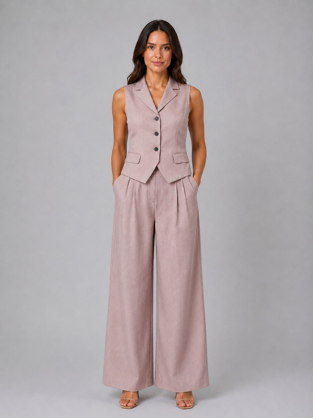 Women's Tailored Waistcoat & Wide Leg Trouser Set – Smart Elegant Co-Ord