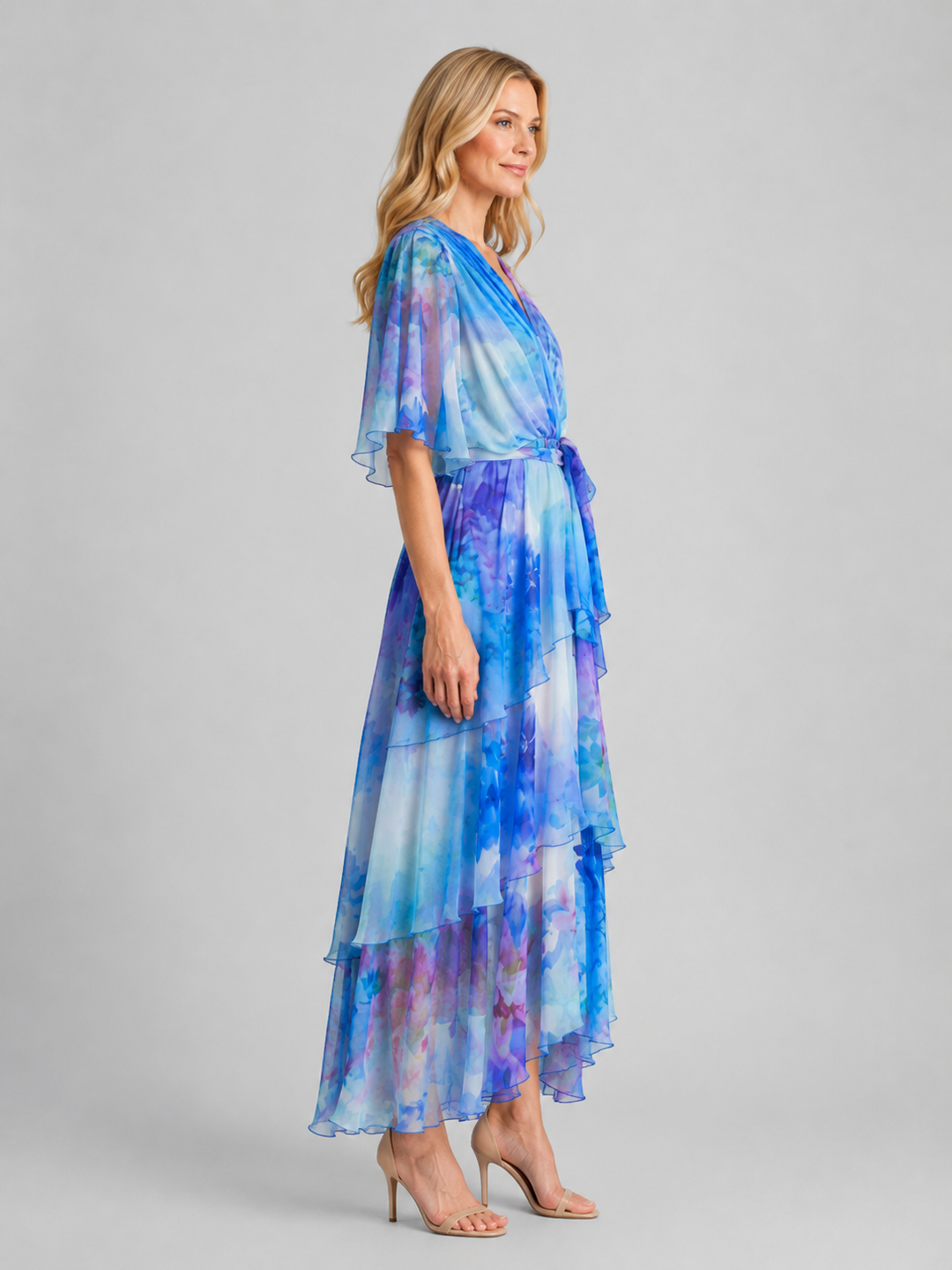 Women's Tiered Chiffon Maxi Dress – Flowing Silhouette