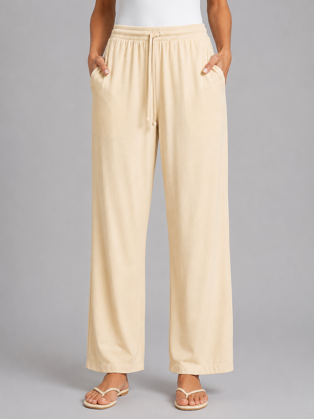 Women's Relaxed Drawstring Trousers – Wide Leg Casual Fit