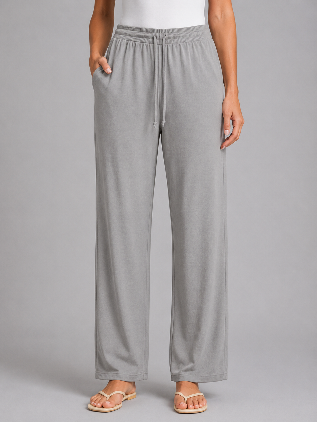 Women's Relaxed Drawstring Trousers – Wide Leg Casual Fit