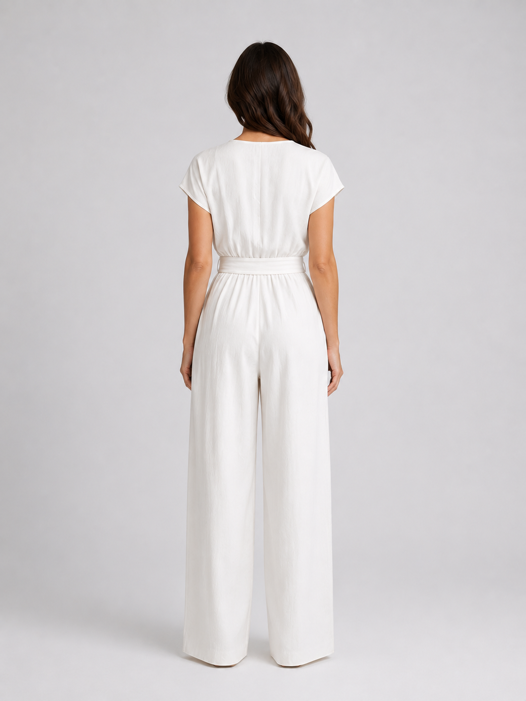 Women's Relaxed Wide Leg Jumpsuit – Tie Waist Summer Style