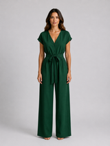 Women's Relaxed Wide Leg Jumpsuit – Tie Waist Summer Style