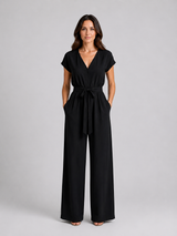 Women's Relaxed Wide Leg Jumpsuit – Tie Waist Summer Style