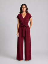 Women's Relaxed Wide Leg Jumpsuit – Tie Waist Summer Style