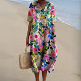 Women's Summer Multicolour V-Neck Dress