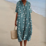 Women's Summer Multicolour V-Neck Dress