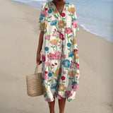 Women's Summer Multicolour V-Neck Dress