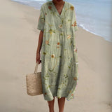 Women's Summer Multicolour V-Neck Dress
