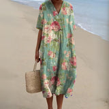 Women's Summer Multicolour V-Neck Dress
