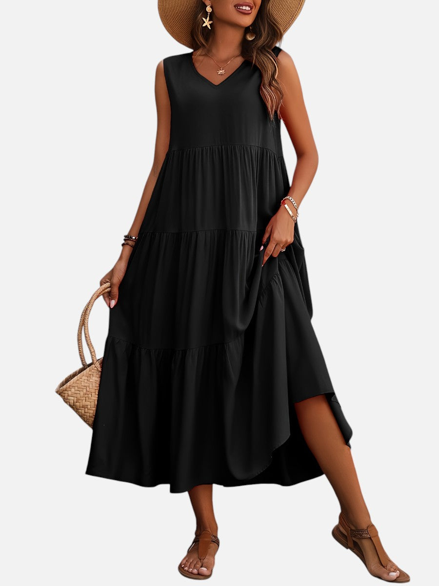 Women’s V-Neck Tiered Maxi Dress – Effortless Summer Elegance