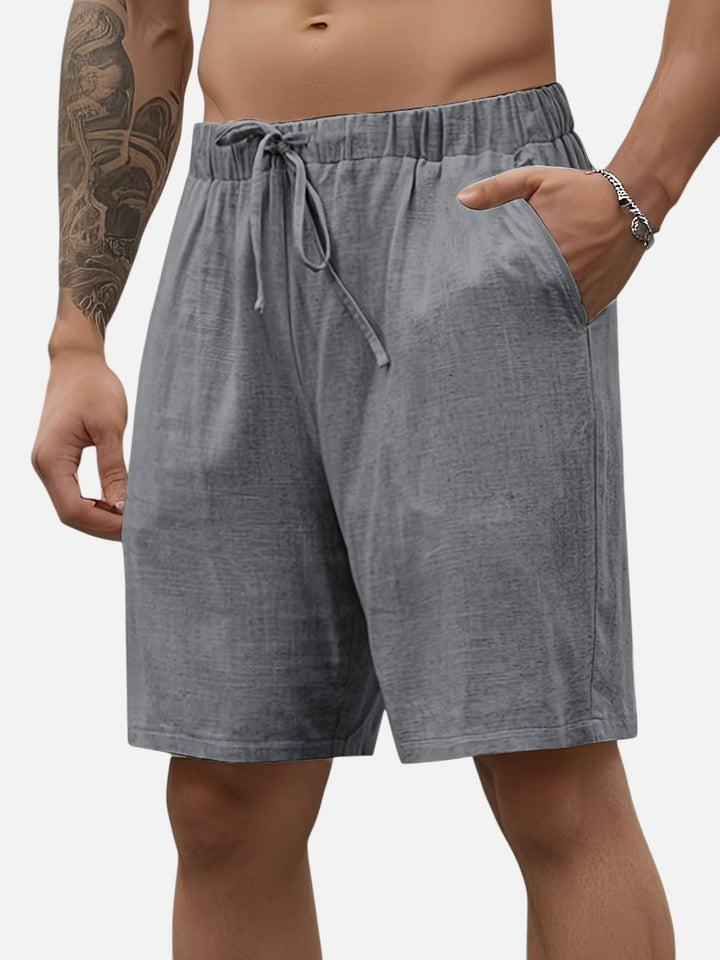 Men’s Casual Drawstring Shorts – Lightweight Linen Look