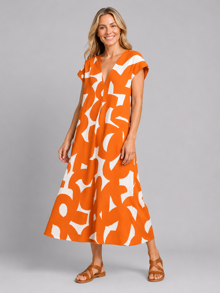 Women's Abstract Print Maxi Dress – Flattering Summer Style