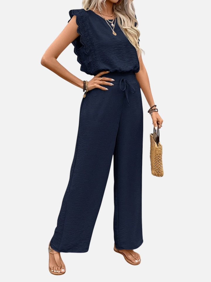 Women’s Two Piece Outfit Set – Relaxed Top & Wide Leg Trousers