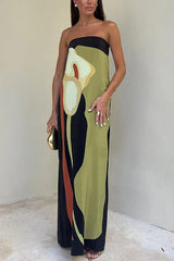 Adonya | Women's Abstract Floral Strapless Maxi Dress