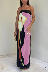 Adonya | Women's Abstract Floral Strapless Maxi Dress