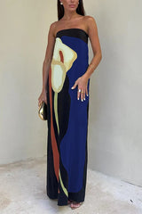 Adonya | Women's Abstract Floral Strapless Maxi Dress
