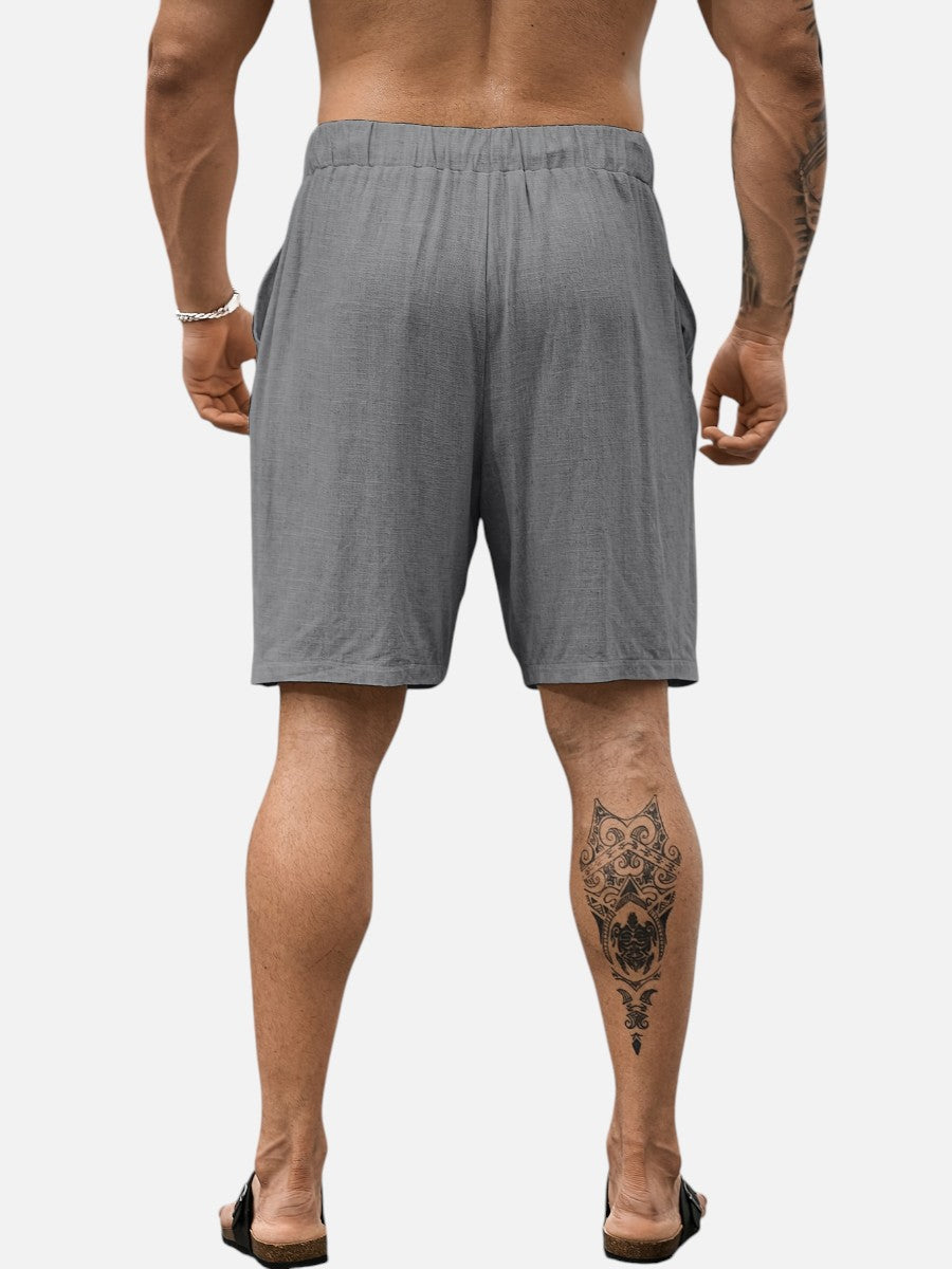 Men’s Casual Drawstring Shorts – Lightweight Linen Look