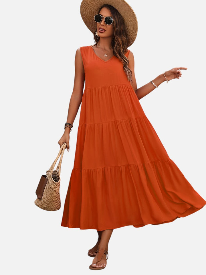 Women’s V-Neck Tiered Maxi Dress – Effortless Summer Elegance