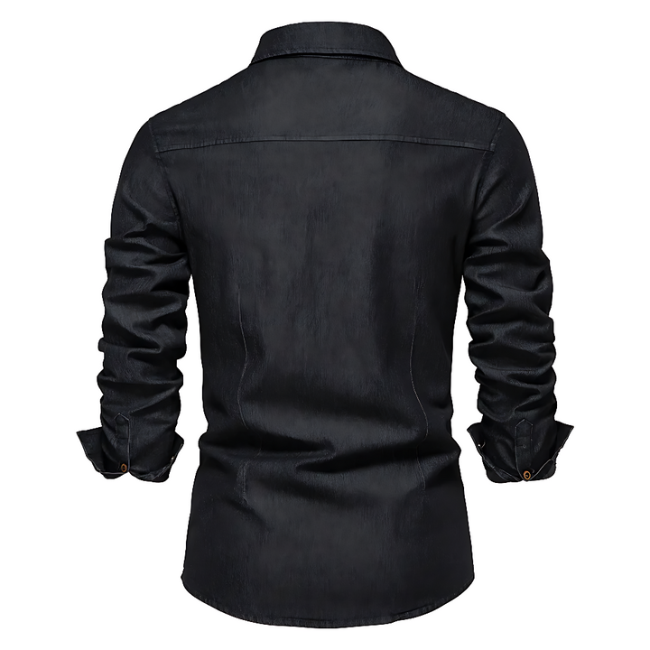 AdaptiveFit Cotton Denim Shirt: Tailored For Men