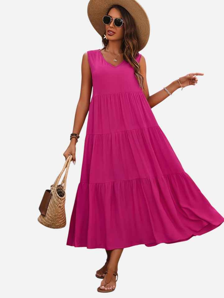 Women’s V-Neck Tiered Maxi Dress – Effortless Summer Elegance