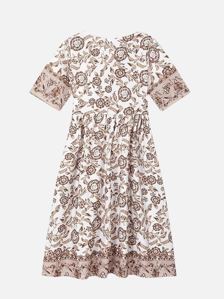 Women’s Floral V-Neck Midi Dress – Relaxed Summer Elegance